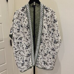 J. Jill Floral Quilted Jacket with Green Trim